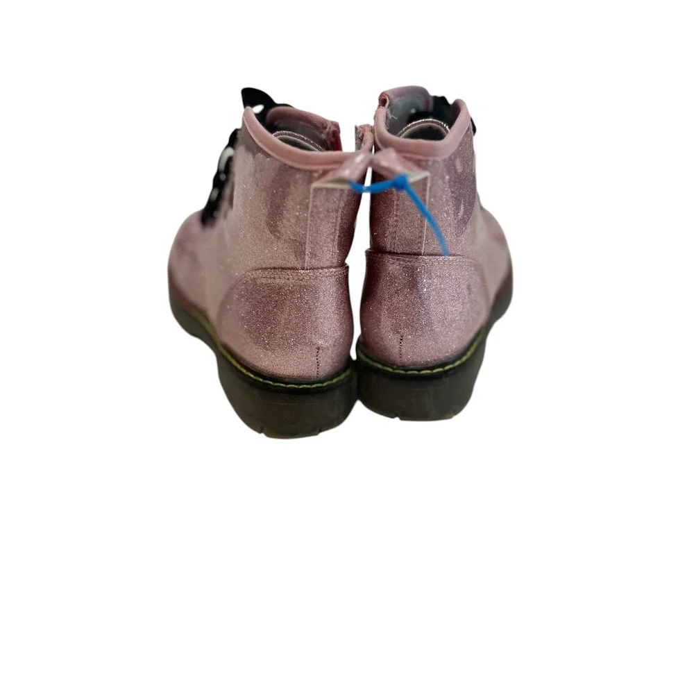 Dream Pairs Kids Pink Glitter Combat Boots Velvet Laces Side Zip Size 3